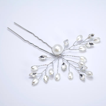 Sparkling Leaves And Pearls Hair Pin , Swarovski Hair pins Set, Bridal Hair Accessories, Pearl hair pins, Gift For Her